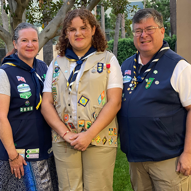 Tayva Veal with Mom and Troop Leader