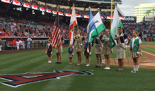 Girl Scouts of Orange County Angel's Game Color Guard