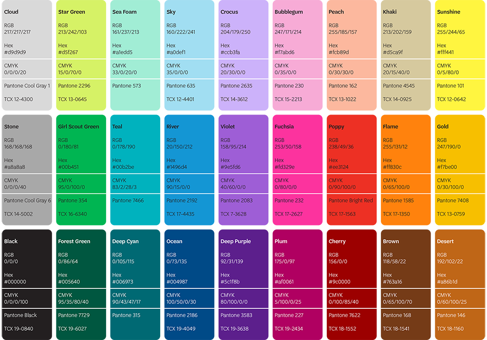 Girl Scout Color Palette
