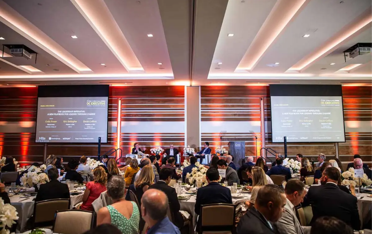 An image of the stage at Orange County’s 2026 Executive Forum & Leadership Awards