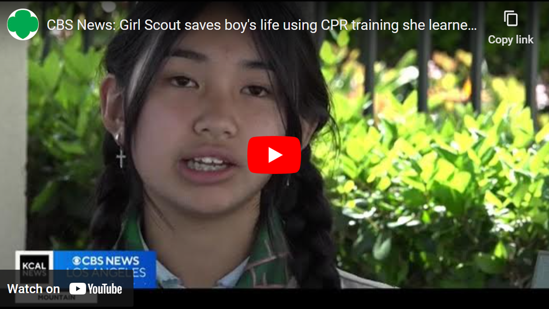 CBS News Los Angeles: Girl Scout Saves Boy's Life by Using CPR