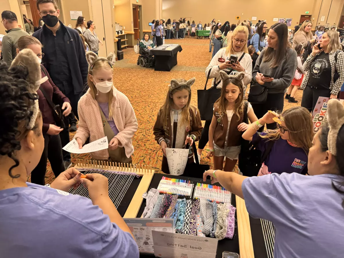 Girl Scouts participate in the “Cookie Kickoff” event on Sunday at Great Wolf Lodge in Garden Grove. (Courtesy of Girl Scouts of Orange County)