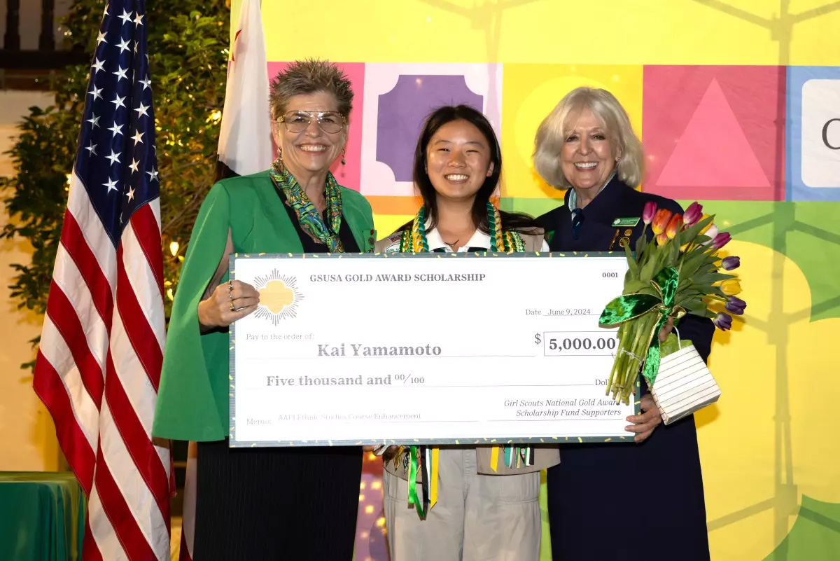 Gold Award Girl Scout Kai Yamamoto in Santa Ana, CA, on Sunday, June 9, 2024. Yamamoto received the Girl Scouts’ 2024 $5000 Gold Award Scholarship for her educational project – spearheading the creation of an AAPI Ethnic Studies course at Cal State Long Beach. (Courtesy of Girl Scouts of Orange County)
